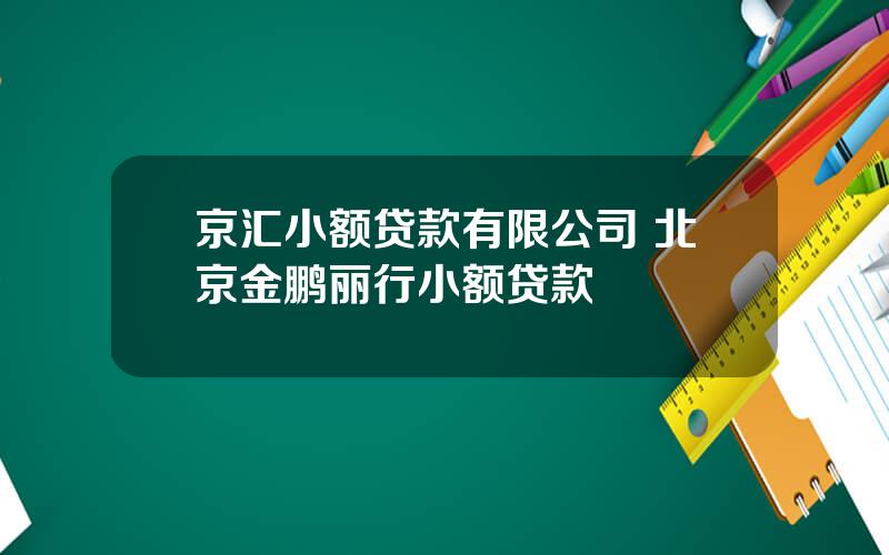 京汇小额贷款有限公司 北京金鹏丽行小额贷款